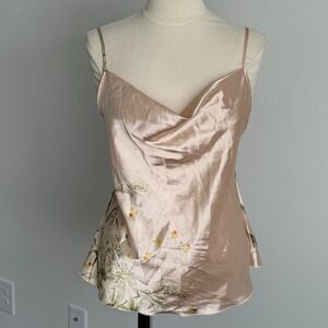 Satin Cami Babydoll Tank Pastel‎ Women Large Floral Y2K Coquette Fairy Feminine